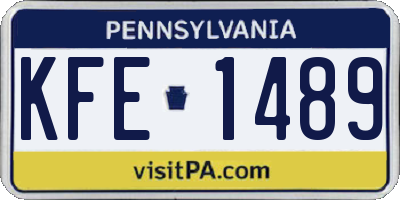 PA license plate KFE1489