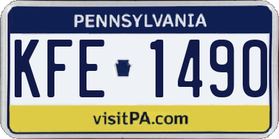PA license plate KFE1490