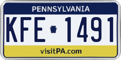 PA license plate KFE1491