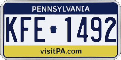PA license plate KFE1492