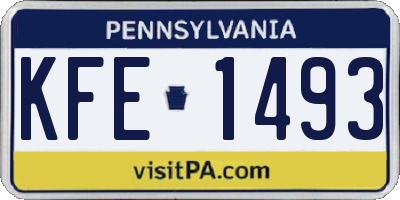 PA license plate KFE1493