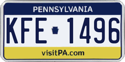 PA license plate KFE1496