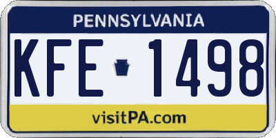 PA license plate KFE1498