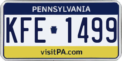 PA license plate KFE1499