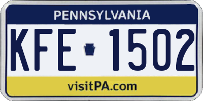PA license plate KFE1502