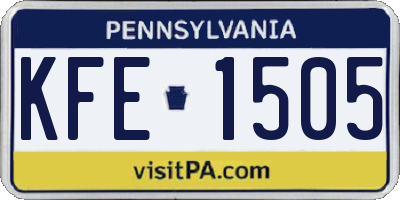 PA license plate KFE1505