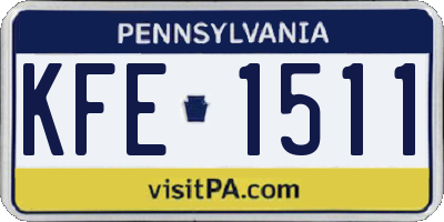PA license plate KFE1511