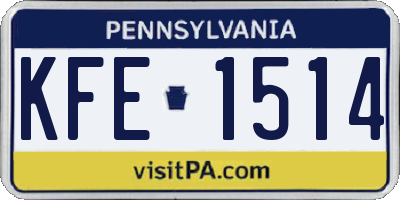 PA license plate KFE1514