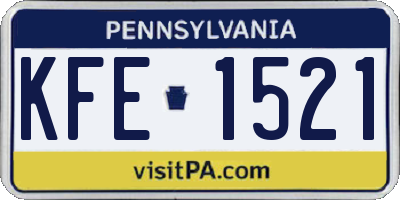 PA license plate KFE1521