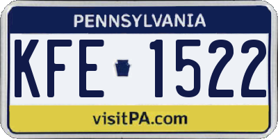PA license plate KFE1522