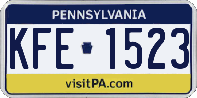 PA license plate KFE1523