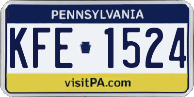 PA license plate KFE1524