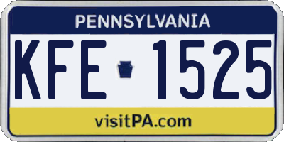 PA license plate KFE1525