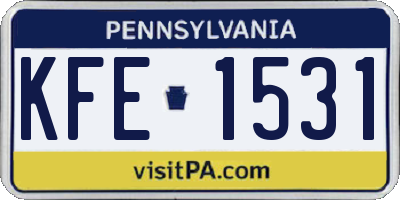 PA license plate KFE1531