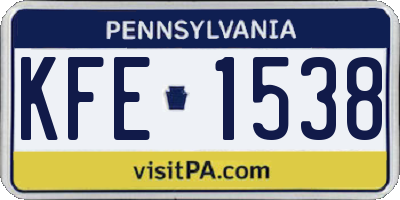 PA license plate KFE1538