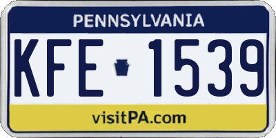 PA license plate KFE1539