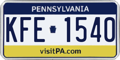 PA license plate KFE1540