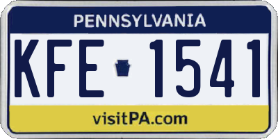 PA license plate KFE1541