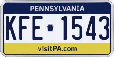 PA license plate KFE1543