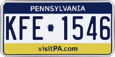 PA license plate KFE1546