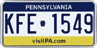 PA license plate KFE1549