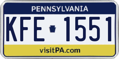 PA license plate KFE1551