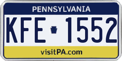 PA license plate KFE1552