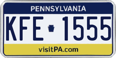 PA license plate KFE1555