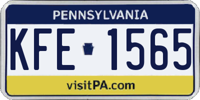 PA license plate KFE1565