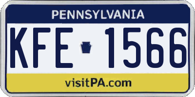 PA license plate KFE1566