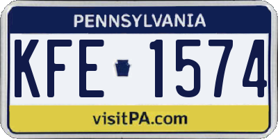 PA license plate KFE1574