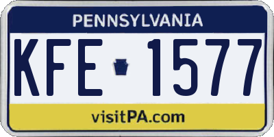 PA license plate KFE1577