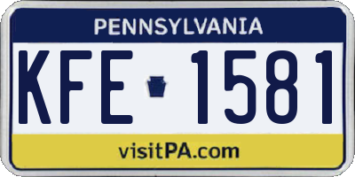 PA license plate KFE1581