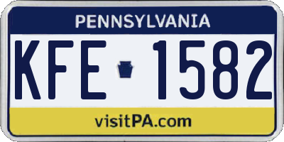 PA license plate KFE1582