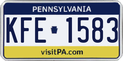PA license plate KFE1583