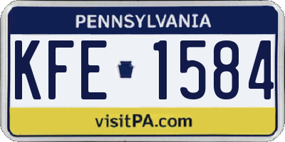 PA license plate KFE1584