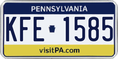 PA license plate KFE1585