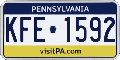 PA license plate KFE1592