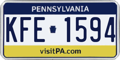 PA license plate KFE1594