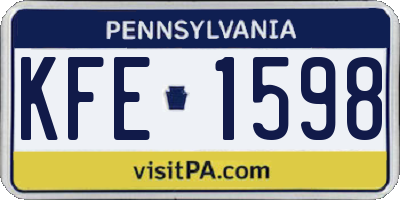 PA license plate KFE1598