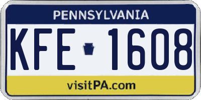 PA license plate KFE1608