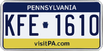 PA license plate KFE1610