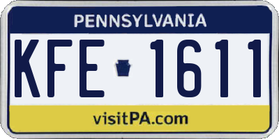 PA license plate KFE1611