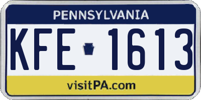 PA license plate KFE1613