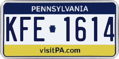 PA license plate KFE1614