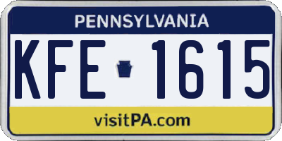 PA license plate KFE1615