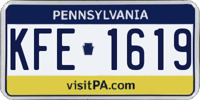 PA license plate KFE1619