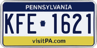 PA license plate KFE1621