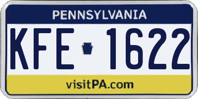 PA license plate KFE1622