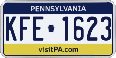PA license plate KFE1623